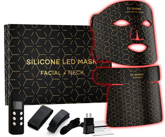 Dr. bioled Lichttherapie Gesichts- & Hals-Silikonmaske. Die einzigartige Revolution mit 8 LED-Farben (keine Versandkosten)